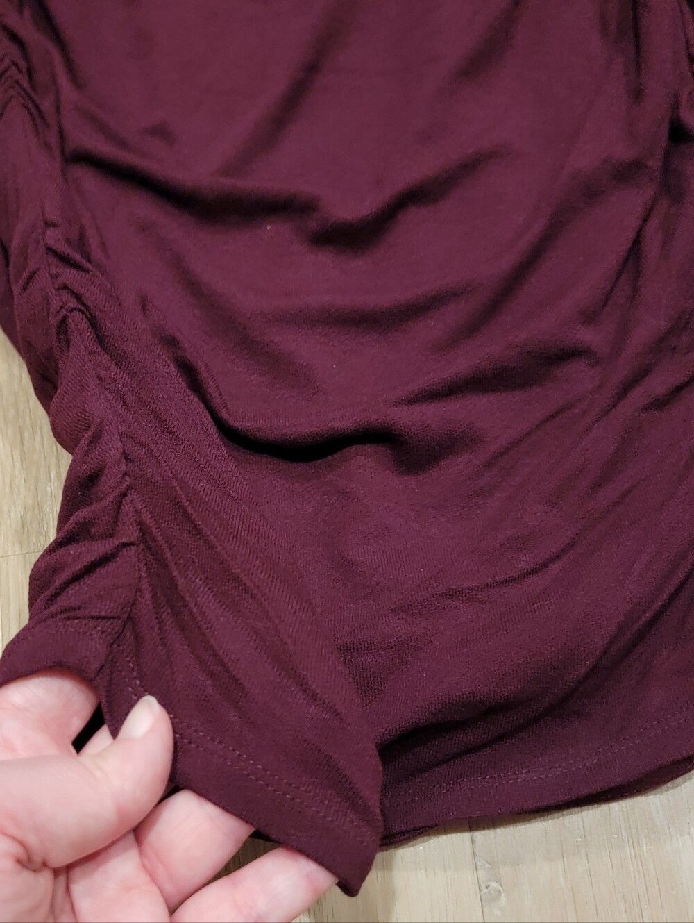 F21 burgundy ruched strapless dress - Picture 4 of 9